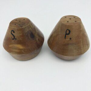 Salt and Pepper Shakers Vintage Wood Souvenir Olvera Street Los Angeles Calif